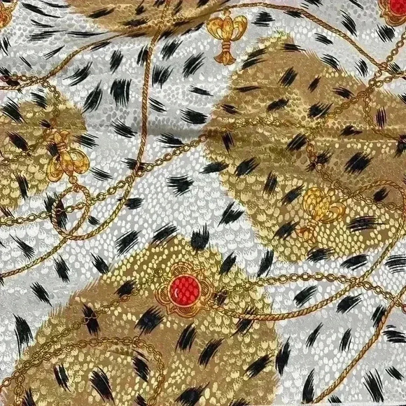 Vintage Leopard print/gold jewels scarf 36” x 36” - Picture 3 of 5